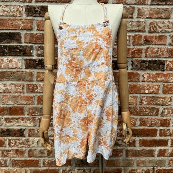 Pologram orange and white floral romper w/ eyelet lace / L / Excellent condition - Picture 3 of 12